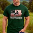 Wrestling Dad US Flag Fathers Day Retro Wrestling Fans Men's Casual T-Shirt Forest