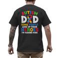 Autism Dad Puzzle Ribbon Proud Son Hero Autism Awareness Men's Back Print T-Shirt