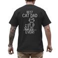 Best Cat Dad Ever Fun Line Art Illustration Men's Back Print T-Shirt