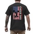 Cheer Dad American Flag Cheerleader Support Men's Back Print T-Shirt
