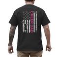 Cheer Dad Flag Pink Cheerleading Men's Back Print T-Shirt