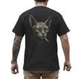 Cigarette Smoking Sphynx Cat Meme Stupid For Dad Men's Back Print T-Shirt
