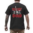 Dad Rockin One Birthday Family Matching Rock Guitar Men's Back Print T-Shirt