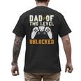 Daddy Again Leveled Up To Dad Of 2 Gamer Dad Level Unlocked Men's Back Print T-Shirt