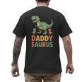 Daddy Saurus Dinosaur Dad Of Two Kids Dino Family Men's Back Print T-Shirt