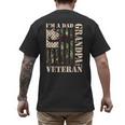 Grandpa Veteran Fathers Day Dad Veteran Camo American Flag Men's Back Print T-Shirt