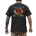Leveled Up To Dad Of Twins Video Gamer Gaming Men's Back Print T-Shirt