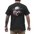 Papa Bear Face Cool Dad Style Retro Fathers Day Daddy Bear Men's Back Print T-Shirt
