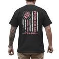 Proud New Dad New Girl Baby First Fathers Day American Flag Men's Back Print T-Shirt