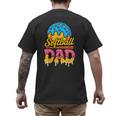 Retro Ice Cream Drip Softball Dad Game Day Dad Father's Day Men's Back Print T-Shirt