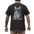 Tabby Daddy Cat Dad Graphic Grey Tabby Cat Lover Men's Back Print T-Shirt