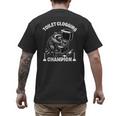 Toilet Clogging Champion Dad Joke Raccoon Trash Panda Men's Back Print T-Shirt