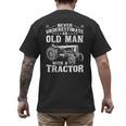 Never Underestimate An Old Man Tractor Farmer Dad Men's Back Print T-Shirt