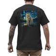 Van Gogh Starry Night Cat For Cat Lover Cat Mom And Cat Dad Men's Back Print T-Shirt