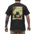 Vintage Japanese Cat Book Lovers Librarian Cat Dad Teacher Men's Back Print T-Shirt