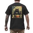Vintage Japanese Cat Ramen Cat Dad Retro Graphic Women Men's Back Print T-Shirt