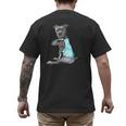 Women Dog Pitbull I Love Dad Tattoo Men's Back Print T-Shirt