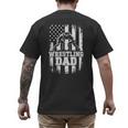 Wrestling Dad US Flag Fathers Day Wrestling Fans Men's Back Print T-Shirt