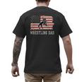 Wrestling Dad US Flag Fathers Day Retro Wrestling Fans Men's Back Print T-Shirt