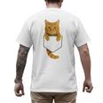 Cute Tabby Cat Pocket Cat Mom Cat Dad Cat Lover Men's Back Print T-Shirt