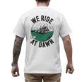 We Ride At Dawn Lawn Mower Zero-Turn Dad Mowing Men's Back Print T-Shirt