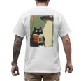 Vintage Japanese Cat Book Lovers UFO Alien Abduction Cat Dad Men's Back Print T-Shirt Vintage Japanese Cat Book Lovers UFO Alien Abduction Cat Dad Men's Back Print T-Shirt