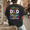 Autism Dad Puzzle Ribbon Proud Son Hero Autism Awareness Men's Back Print T-Shirt