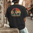 Bigfoot Walking a Dog Bernedoodle Dog Dad Men's Back Print T-Shirt