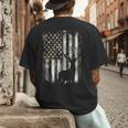 Camo US Flag Deer Elk Buck Camoflage Hunting Hunter Dad Short Sleeve Men's Back Print T-Shirt