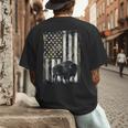 Camo USA Flag Bison Camouflage Hunting Wildlife Hunter Dad Men's Back Print T-Shirt