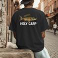 Carp Fish Pun Fishing Trip Fisherman Dad Holy Carp Men's Back Print T-Shirt