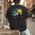 Cat Starry Night Van Gogh Cat For Cat Lover Cat Mom Cat Dad Men's Back Print T-Shirt