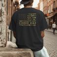 Cheer Dad Camo American Flag Cheerleader Supporter Men's Back Print T-Shirt