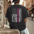 Cheer Dad Flag Pink Cheerleading Men's Back Print T-Shirt