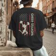 Cheer Grandpa US Flag Dad Patriotic Cheerleader Fathers Day Men's Back Print T-Shirt