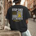 Childhood Cancer Survivor Support Step Dad Of A Warrior Men's Back Print T-Shirt Childhood Cancer Survivor Support Step Dad Of A Warrior Men's Back Print T-Shirt