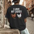 Cool Chicken Art For Men Women Dad Rooster Chicken Farmer Men's Back Print T-Shirt