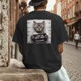 Cute Cat Mugshot Humorous Cat For Cats Lover Cat Mom Cat Dad Men's Back Print T-Shirt