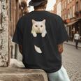 Cute Cat Pocket Cat Mom Cat Dad Cat Lover Men's Back Print T-Shirt