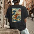 Dachshund Doxie Japanese Kanagawa Wave Surfing Japan Mom Dad Men's Back Print T-Shirt