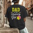 Dad Of The Birthday Girl Softball Player Theme B-Day Daddy Men's Back Print T-Shirt
