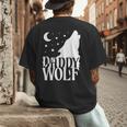 Daddy Wolf Matching Family Tribe Wolves Moon Men's Back Print T-Shirt
