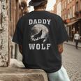 Daddy Wolf Wolves Dad Moon Fathers Day Men's Back Print T-Shirt Daddy Wolf Wolves Dad Moon Fathers Day Men's Back Print T-Shirt
