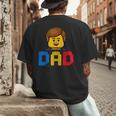 Family Dad Master Builder Building Bricks Blocks Fathers Day Men's Back Print T-Shirt