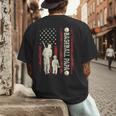 Father's Day Baseball Papa USA Flag Dad Men Baseball Men's Back Print T-Shirt