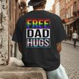 Free Dad Hugs LGBT Gay Pride Month Transgender Rainbow Flag Men's Back Print T-Shirt