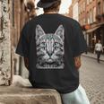 Glitch Weird Cat Kitten Optical Illusion Cat Mom Dad Men's Back Print T-Shirt