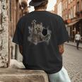 Grey Cat Torn Cloth Cat Dad Cat Mom Cat Lover Men's Back Print T-Shirt