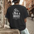 Lawn & Order Special Mowing Unit Dad Joke Lawn Mower Men's Back Print T-Shirt