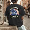 Lawn Mowing We Ride At Dawn Father Day Care Mower Dad Men's Back Print T-Shirt